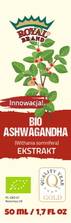 EKSTRAKT Z ASHWAGANDHY W KROPLACH BIO 50 ml - ROYAL BRAND