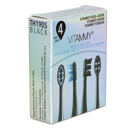 VITAMMY Pearl+ Noire Czarne końcówki do szczoteczek 4 szt