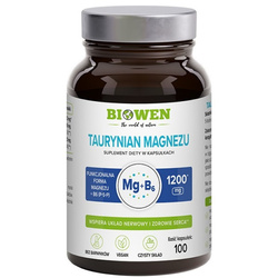Biowen Taurynian Magnezu 600 mg wsparcie układu nerwowego i mięśni 100 kaps.