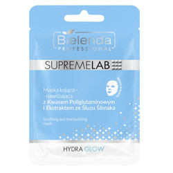 SupremeLab Hydra Glow maska kojąco-nawilżająca z kwasem poliglutaminowym i ekstraktem ze śluzu ślimaka 20g
