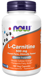 Now Foods L-Carnitine 500 mg L-Karnityna 180 kaps.