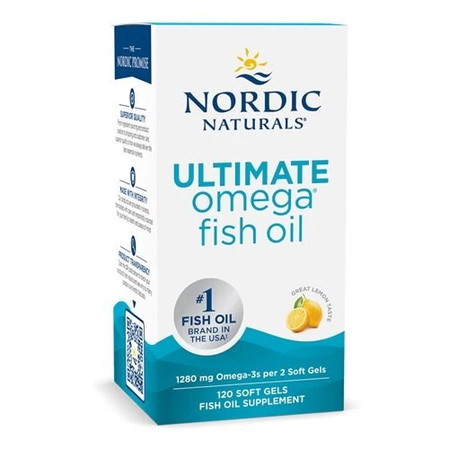 Nordic Naturals Ultimate Omega Omega-3 kwasy tłuszczowe EPA i DHA 1280 mg 120 kaps. smak cytryna