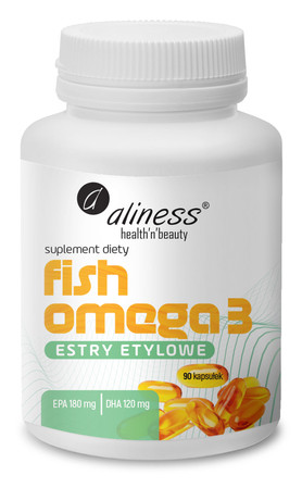 Aliness Fish Omega 3 Estry 180/120 mg kwasy tłuszczowe EPA i DHA na wsparcie pracy serca 90 kaps.