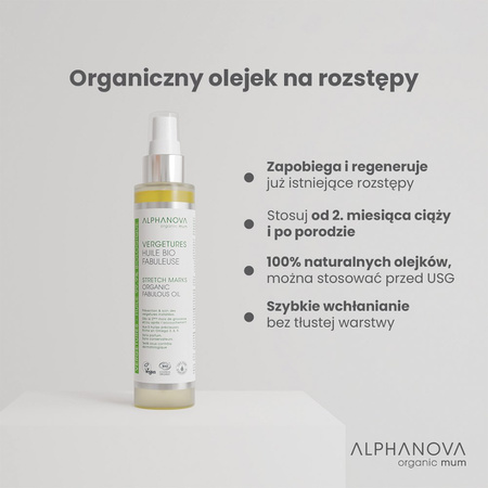 Alphanova Organic Mum, Organiczna kompozycja olejków na rozstępy, 100ml