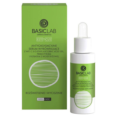 Esteticus antyoksydacyjne serum wyrównujące z Wit.C 15% prebiotykiem i filtrem z wody ryżowej 30ml