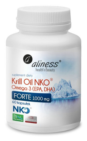 Aliness Krill Oil NKO® Omega 3 z Astaksantyną 1000 mg FORTE 60kaps.