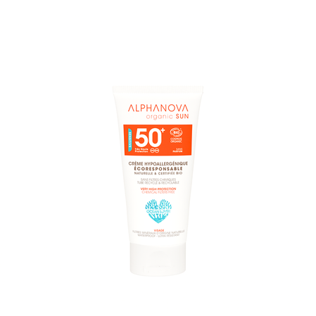 Alphanova Sun Bio, Krem przeciwsłoneczny, hipoalergiczny, wodoodporny, filtr SPF50, 50g