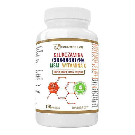 Progress Labs Glukozamina Wołowa Chondroityna MSM Witamina C 120 kaps.