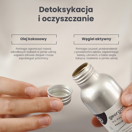 Georganics, Olej do płukania jamy ustnej, z naturalnym składem, do codziennej pielęgnacji, z aktywnym węglem, 100 ml
