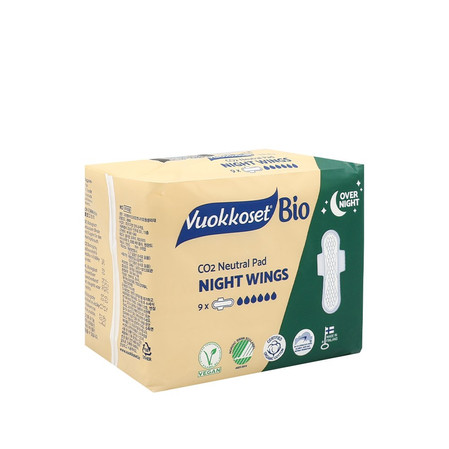 Vuokkoset, BIO, NIGHT WINGS, Podpaski ze skrzydełkami na noc, 9 szt.