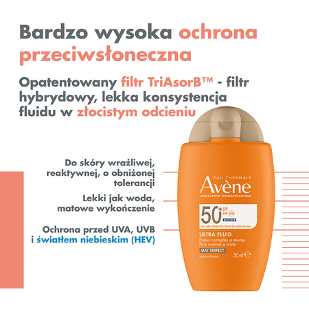 Avéne Ultrafluid bardzo wysoka ochrona SPF 50+ 50 ml