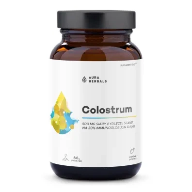 Aura Herbals Colostrum 500 mg wsparcie układu odpornościowego 66g smak kwaśna cytryna