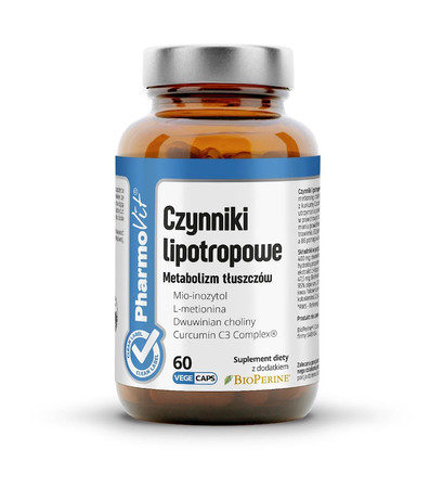 PHARMOVIT (CLEAN LABEL) KAPSUŁKI NA METABOLIZM TŁUSZCZÓW (CZYNNIKI LIPOTROPOWE) BEZGLUTENOWE 60 szt.