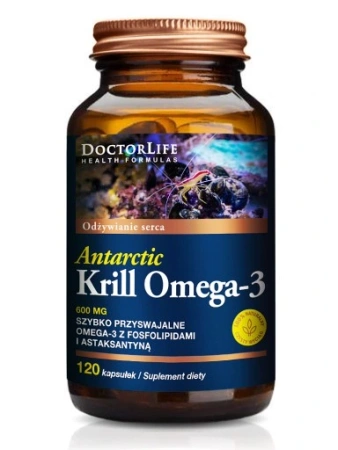 Doctor Life Antarctic Krill Omega-3 szybko przyswajalne omega-3 z fosfolipidami i astaksantyną suplement diety 120 kaps.