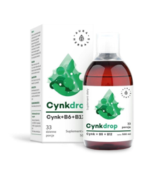 Aura Herbals − Cynkdrop, cynk z witaminami B6 i B12 w płynie − 500 ml