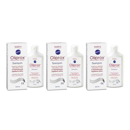 Zestaw: 3x Oliprox Szampon przeciwłupieżowy na łojotokowe zapalenie skóry 300 ml