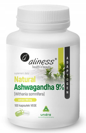 Aliness Natural Ashwaganda 555 mg 9% 100 Vege kaps.