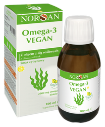 Norsan Omega-3 Vegan olej z alg 100 ml smak cytryna