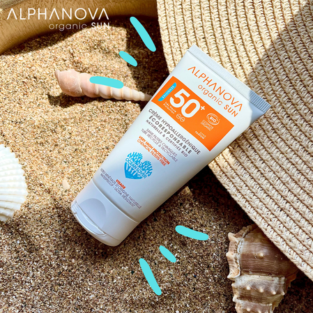 Alphanova Sun Bio, Krem przeciwsłoneczny, hipoalergiczny, wodoodporny, filtr SPF50, 50g