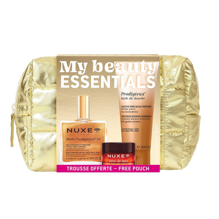 My Beauty Essentials zestaw olejek ze złotymi drobinami 50ml + olejek pod prysznic 100ml + balsam do ust 15g