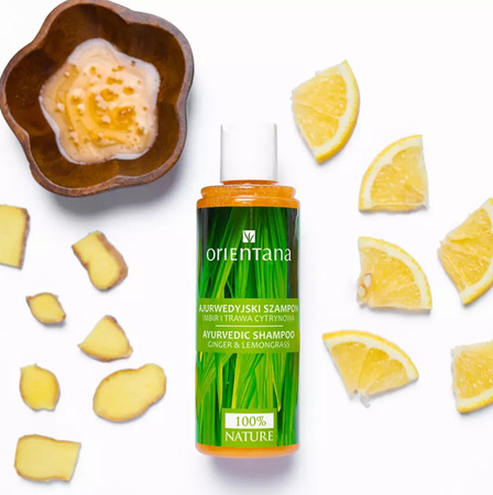 Orientana, Ajurwedyjski szampon do włosów, imbir i trawa cytrynowa, 210 ml