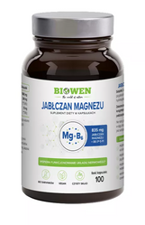 Biowen Jabłczan Magnezu z Witaminą B6 - 100 kaps.