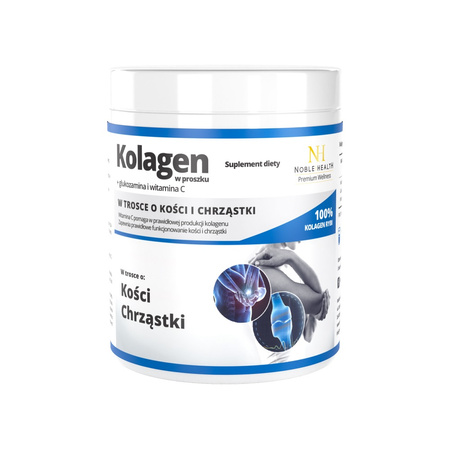 Noble Health Premium Wellness Kolagen + Glukozamina i Witamina C w proszku – 100 g