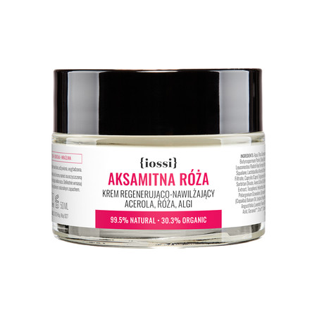 Iossi, Aksamitna róża, krem regenerująco nawilżający, acerola, róża, algi, 50 ml