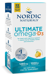 Nordic Naturals Ultimate Omega-D3 Fish Oil 1280 mg 120 kaps. smak cytryna