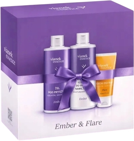 Vianek Zestaw Essence ember+flare (szampon 300ml + żel pod prysznic 300ml + krem do rąk 50ml)