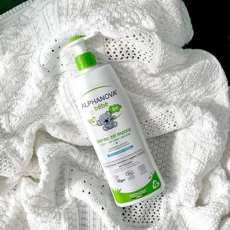 Alphanova Bebe Bio, Dermo-żel do mycia ciała i włosów dla dzieci do skóry normalnej i wrażliwej, 500 ml