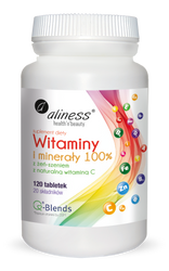 Aliness Witaminy i Minerały z żeńszeniem + naturalna Witamina C x 120 tab.