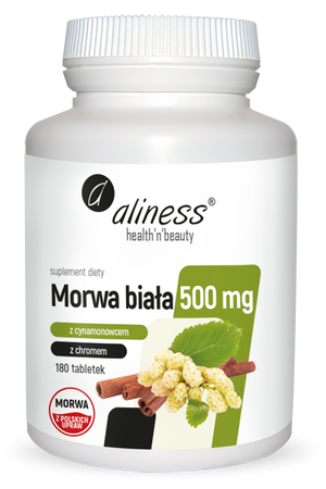 Aliness Morwa biała 4:1 z cynamonowcem i chromem 500 mg x 180 tabletek