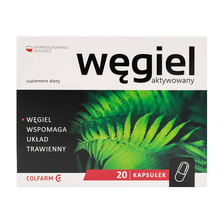 Węgiel na układ trawienny 20 kapsułek