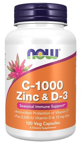 Витамин C NOW Foods C-1000 Zinc & D-3, с цинком и витамином D3, 100 капсул