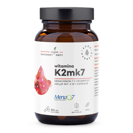 Aura Herbals Witamina K2 MK7 200 mcg MenaQ7 kompleks witamin 90 kaps.