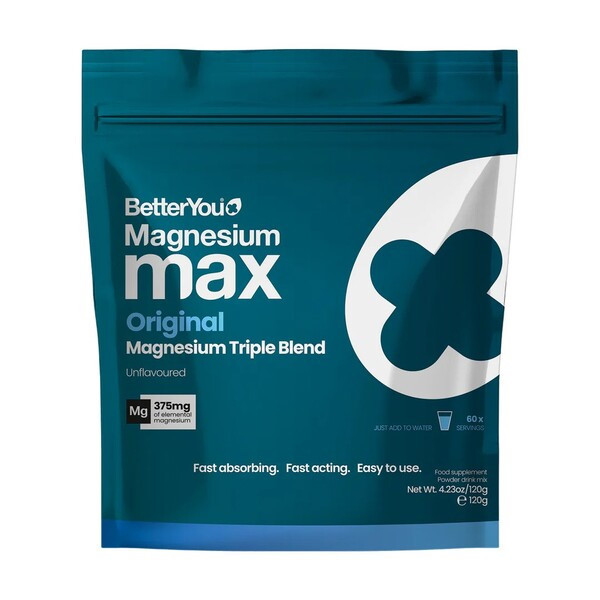 Магний BetterYou Magnesium Max Original 375 мг, глицинат, цитрат, малат, порошок, 120 г