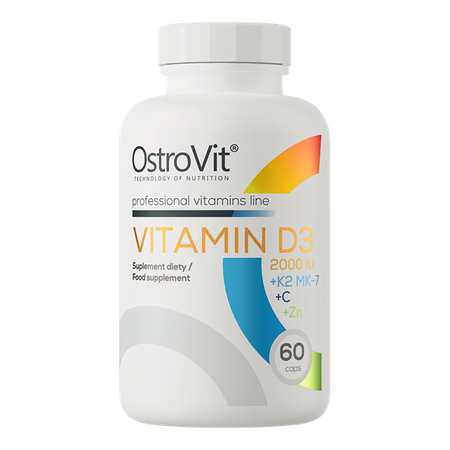 OSTROVIT Witamina D3 2000 IU + K2 MK-7 + C + Zn (60 kaps.)