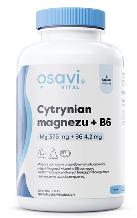 Osavi Cytrynian Magnezu + B6, 375mg + 4.2mg - 180 kaps.