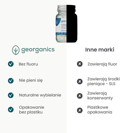 Georganics, Naturalne tabletki do mycia zębów, do codziennej pielęgnacji, smak mięty pieprzowej, 120 tabletek