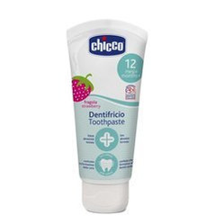 Chicco − Pasta dla dzieci 12m+ bez fluoru truskawkowa − 50 ml