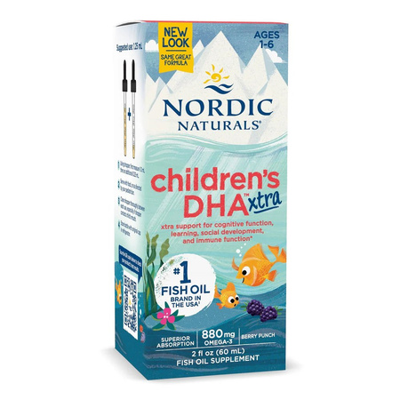 Nordic Naturals Children's DHA Xtra 880 mg Omega3 krople 60ml smak jagoda