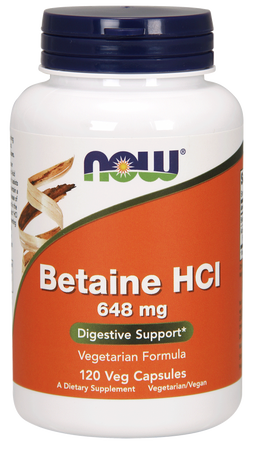 Now - Betaine HCI 648 mg - 120 kaps