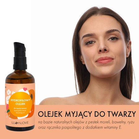 Lullalove, Hydrofilowy olejek myjący do twarzy - demakijaż i oczyszczenie z filtrów UV, 100 ml