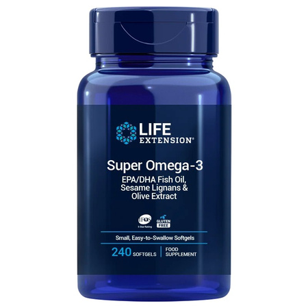 LIFE EXTENSION Super Omega-3 EPA/DHA z Lignanami Sezamowymi i Ekstraktem z Oliwek EU (240 kaps.)