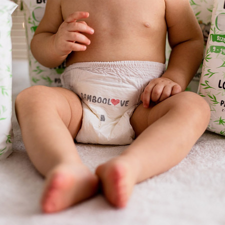 BAMBOOLOVE, Pieluszki jednorazowe bambusowe, rozmiar XS, Newborn (2-4 kg), 27 szt.