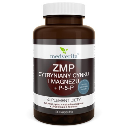 Medverita ZMP cytryniany Zn i Mg + P-5-P - 100 kaps.