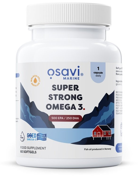 Омега-3 Osavi Super Strong Omega 3, EPA 500 мг и DHA 250 мг, 60 капсул
