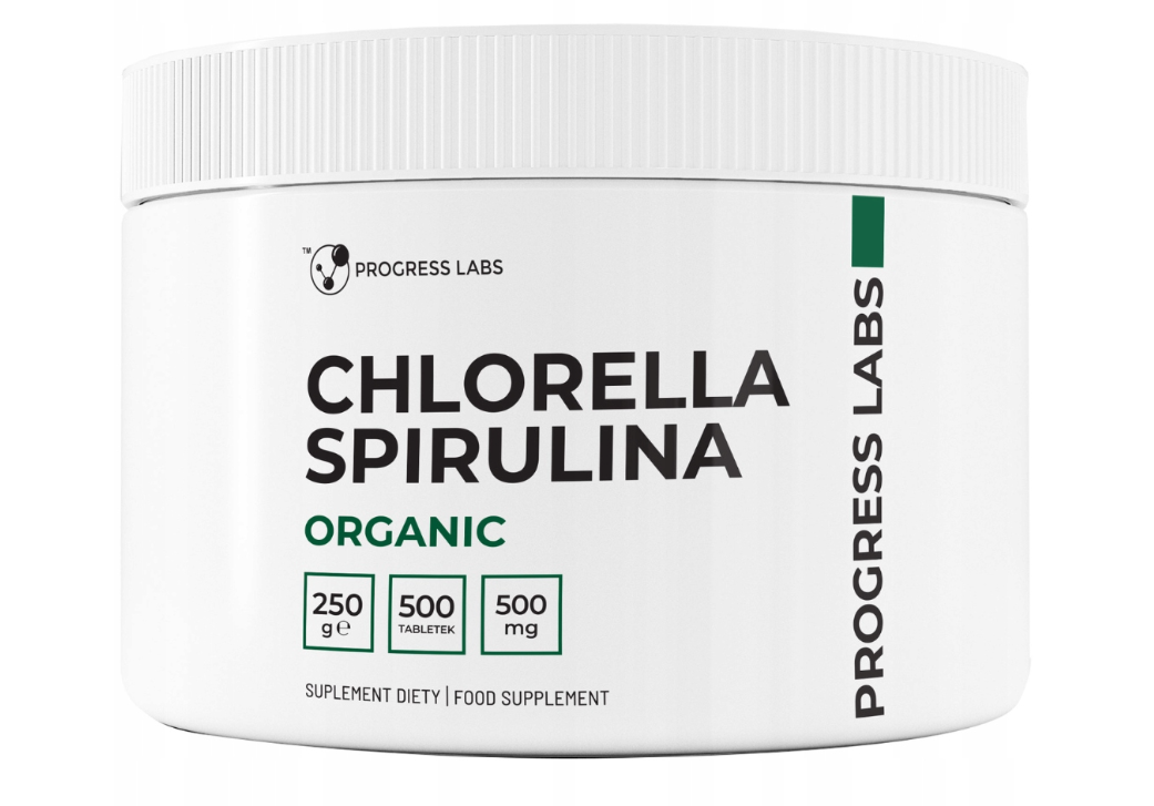 Хлорелла и спирулина Progress Labs Organic, с молодым ячменём, 500 таблеток