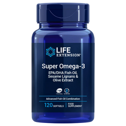 LIFE EXTENSION Super Omega-3 EPA/DHA z Lignanami Sezamowymi i Ekstraktem z Oliwek (120 kaps. miękkich)